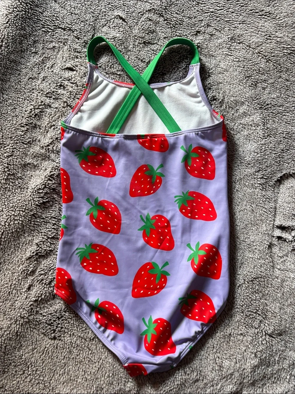Mini Boden Strawberry Print One-Piece Swimsuit - size 7-8